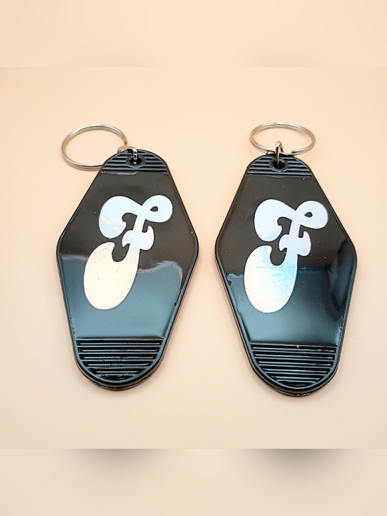 Handmade Accessories - Set of 2 Holographic Vinyl Keychain Motel Style UV Resin Double Sided